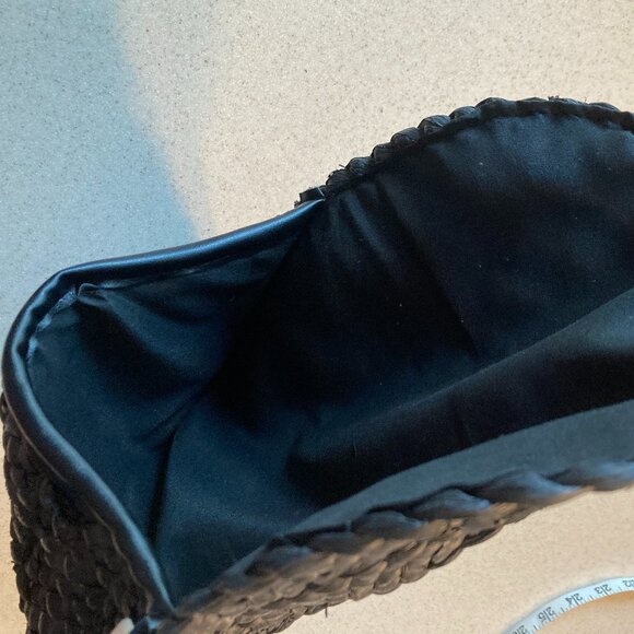 Woven Straw Clutch - Solid Black - NWOT - Envelope Bag - Picture 9 of 11